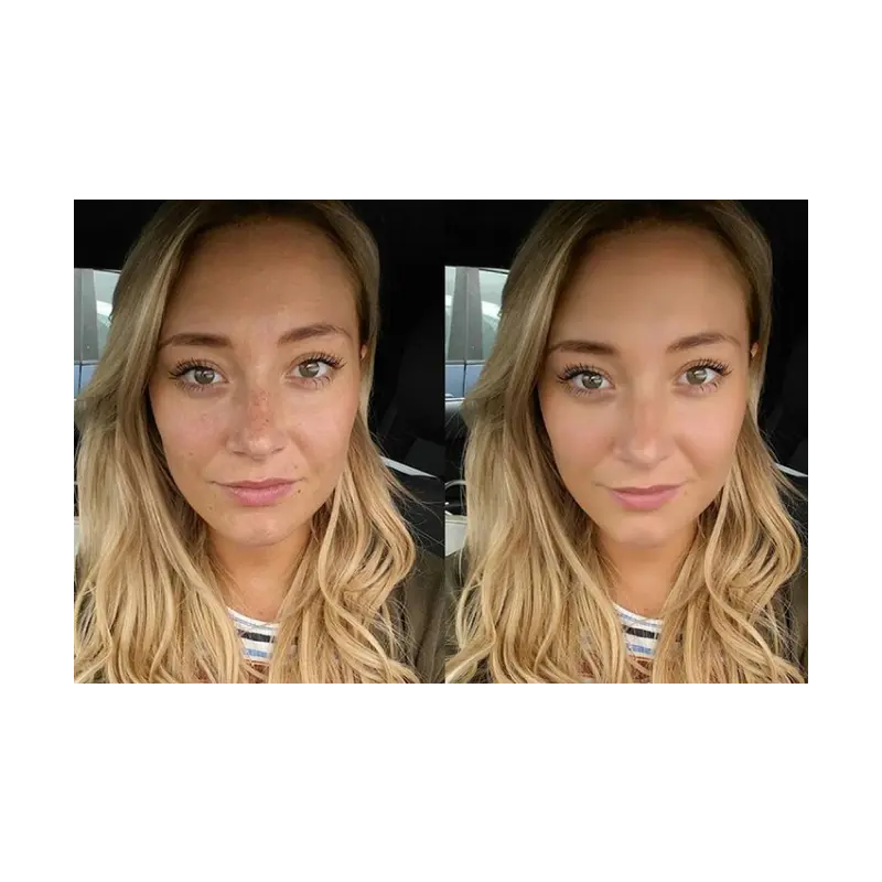 A person face with beauty filter on right side and without beauty filter on left side