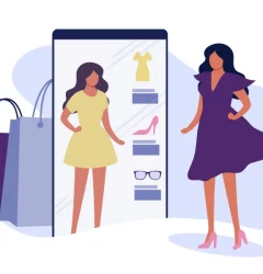 A female is trying the out in virtual try-on